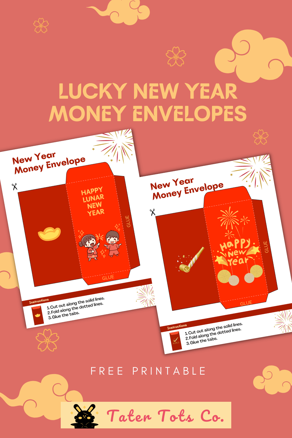 free printable lucky new year money envelopes for kids - tater